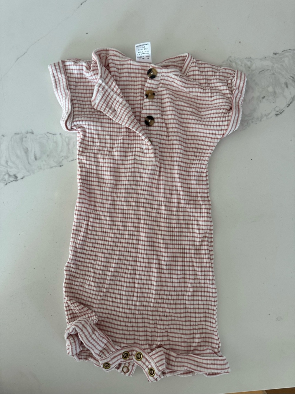 Lou Lou Company Pink striped Baby Shorties with Button